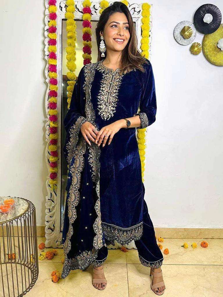 918 Heavy Velvet Embroidery Salwar Kameez Wholesale catalog