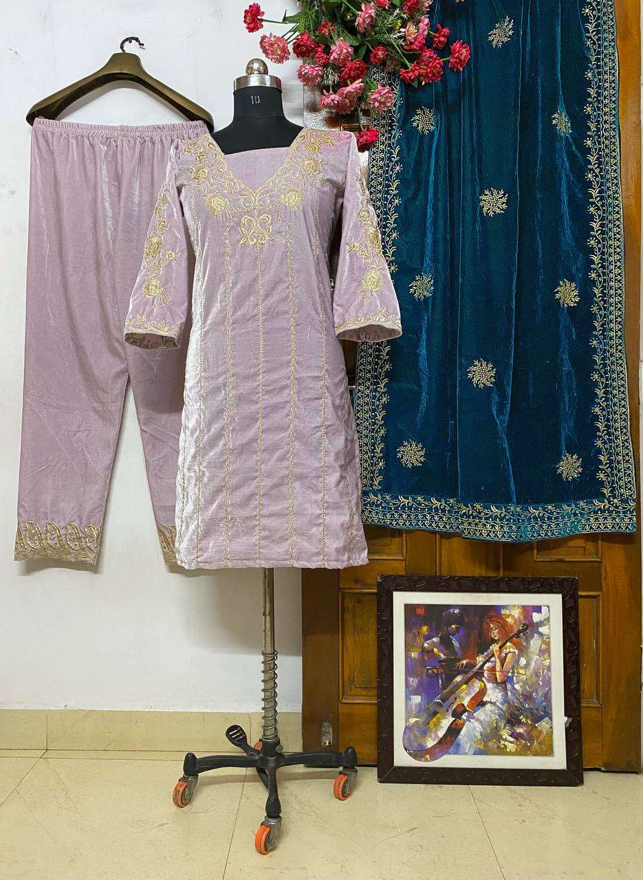 946 Heavy Velvet Embroidery Worked Salwar Suits Wholesale catalog