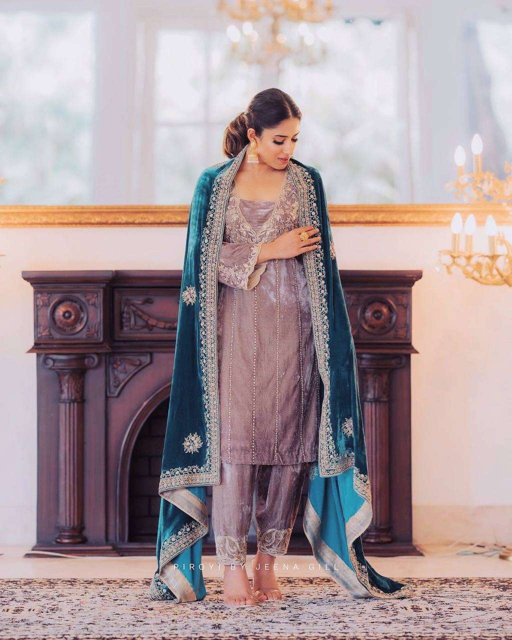 946 Heavy Velvet Embroidery Worked Salwar Suits Wholesale catalog