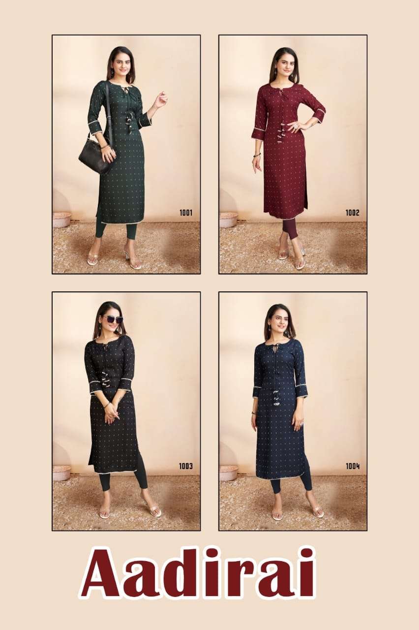 AADIRAI Viscose Rayon Kurti Wholesale catalog