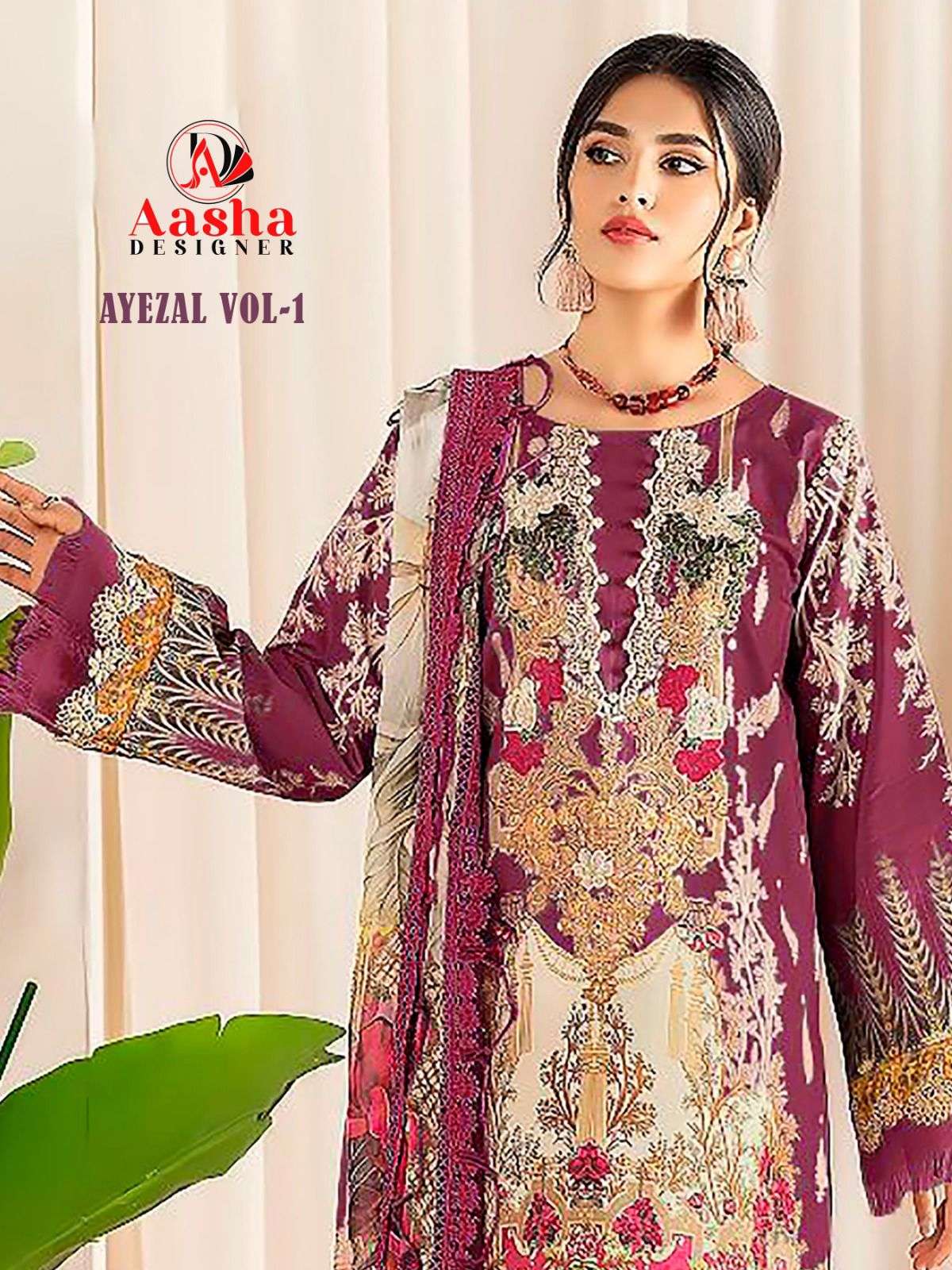 AASHA DESIGNER AYEZAL VOL-1 chiffon dupatta Salwar Kameez Wholesale catalog