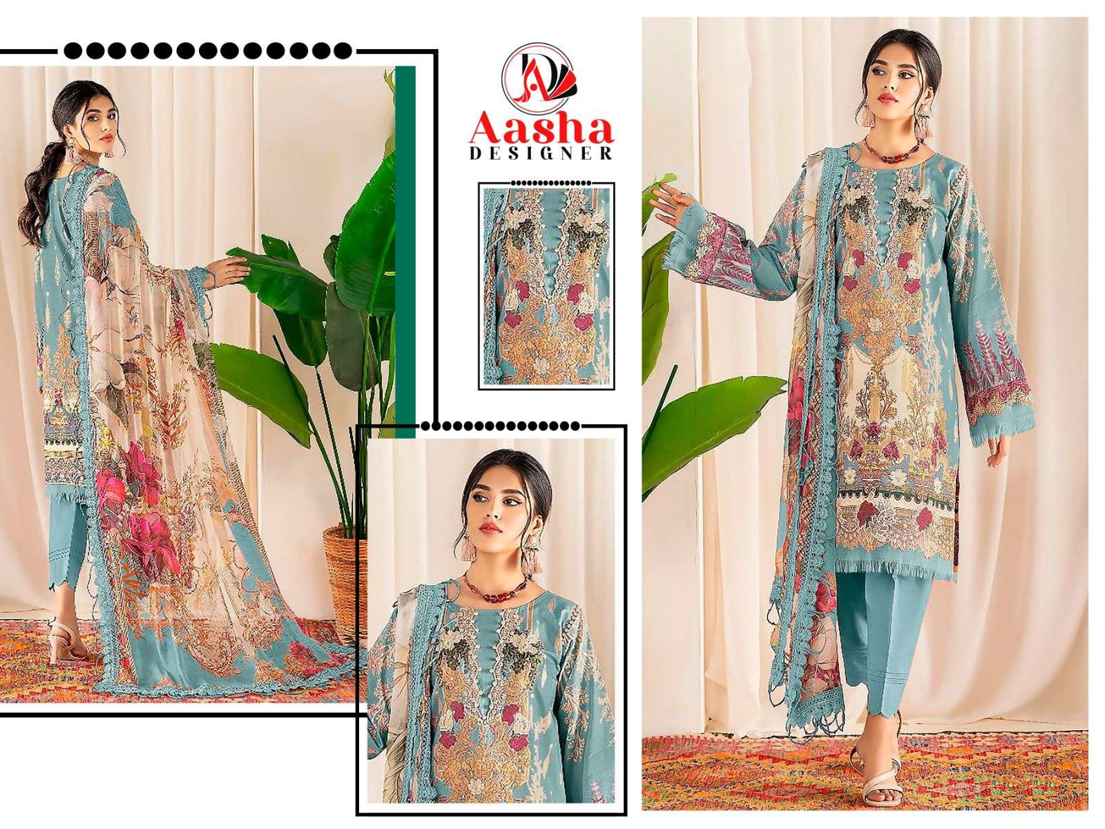 AASHA DESIGNER AYEZAL VOL-1 chiffon dupatta Salwar Kameez Wholesale catalog