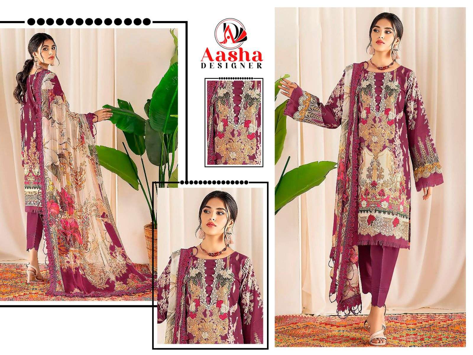 AASHA DESIGNER AYEZAL VOL-1 chiffon dupatta Salwar Kameez Wholesale catalog