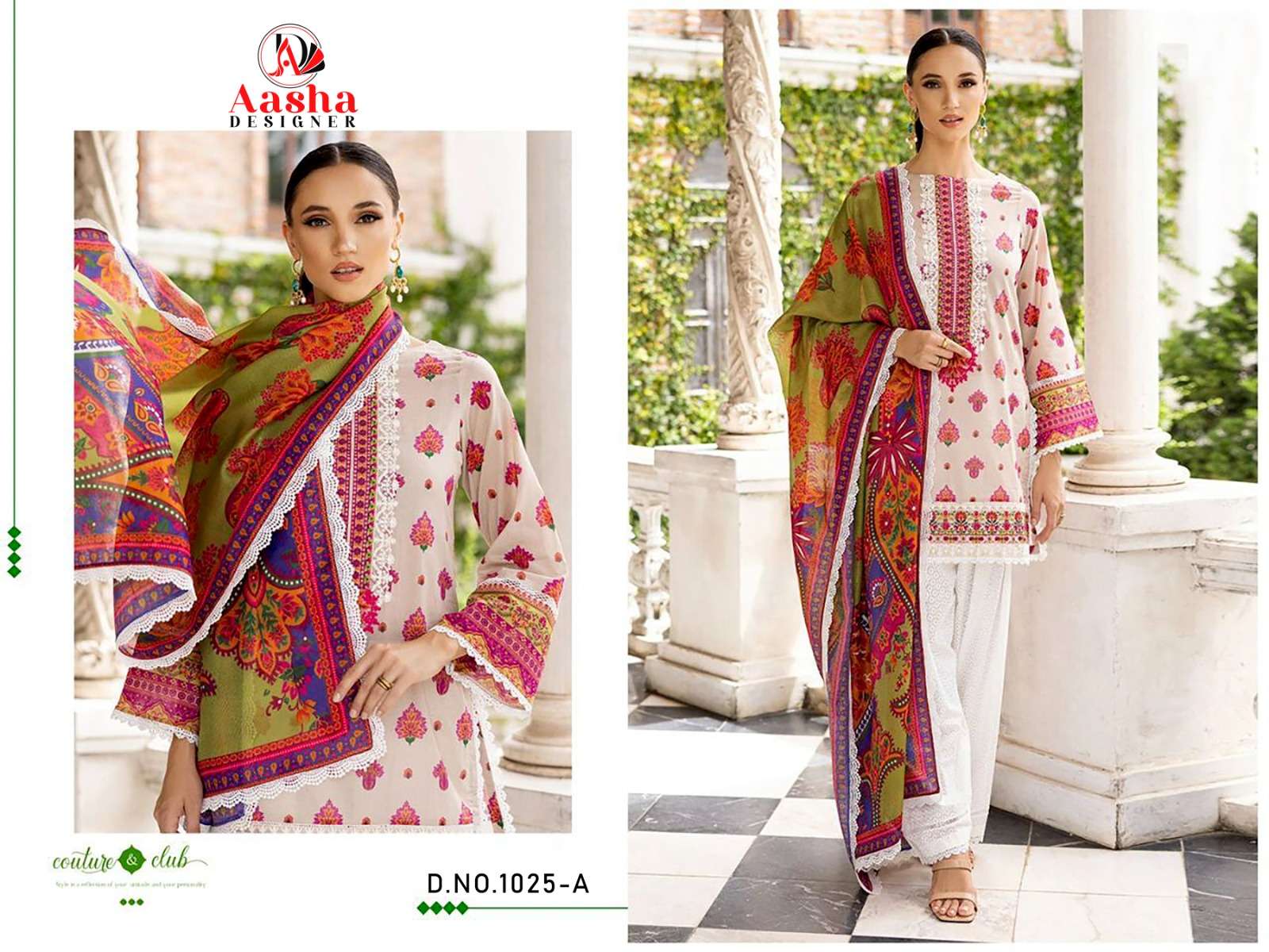 Aasha M Print Vol 7 Chiffon Dupatta Pakistani Suits Wholesale catalog