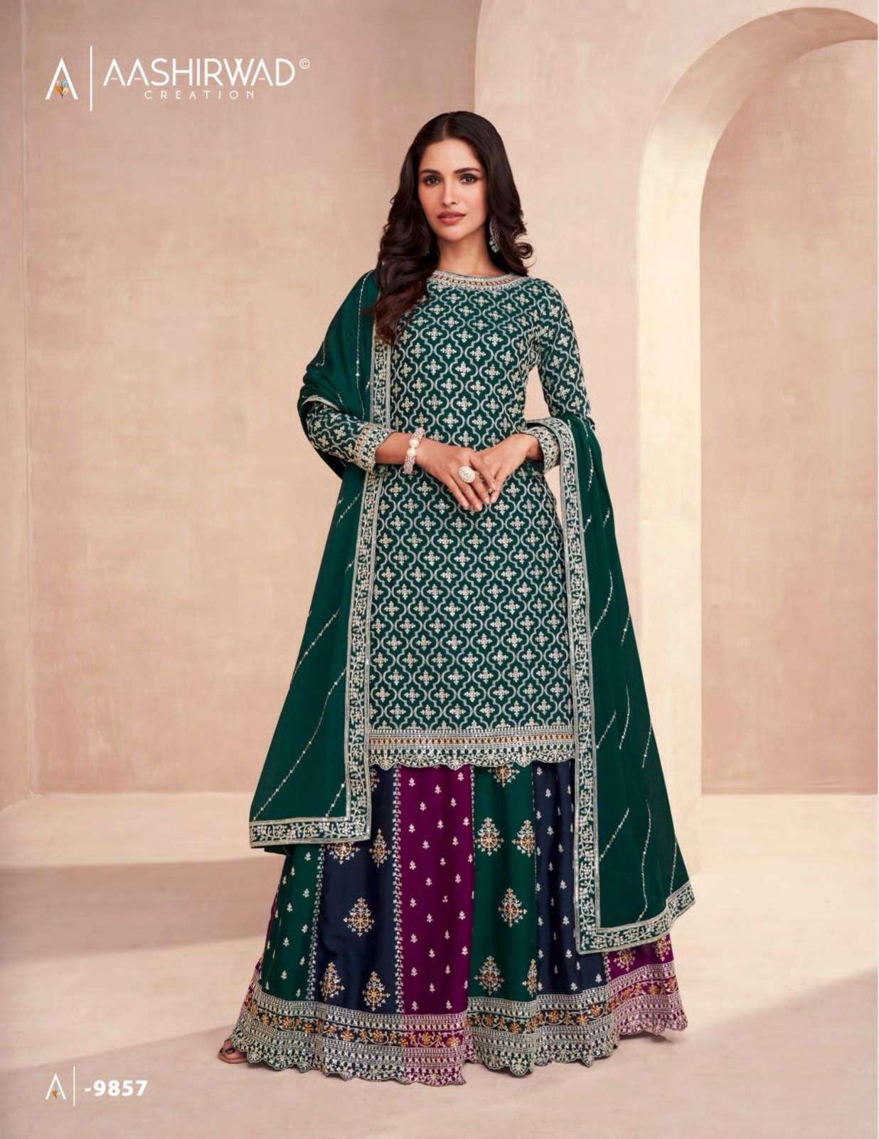 Aashirwad Gulkand Colors Chinnon Silk Salwar Kameez Wholesale catalog