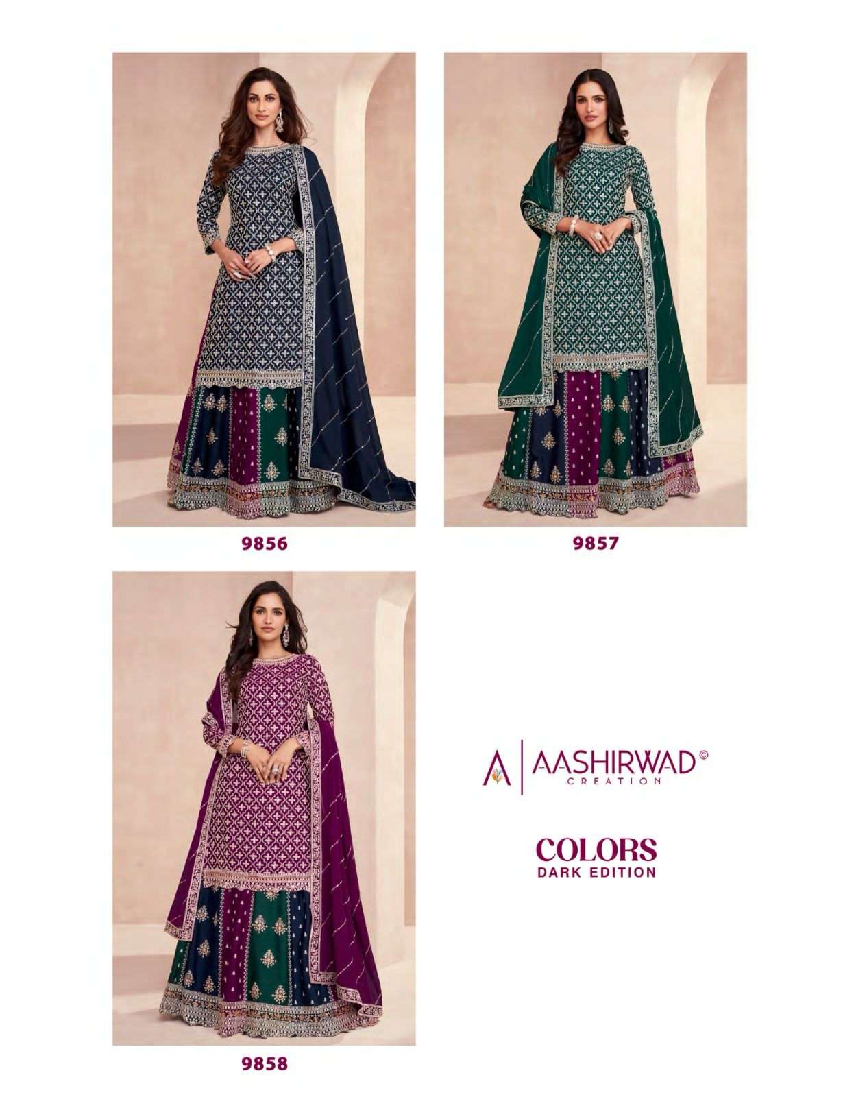 Aashirwad Gulkand Colors Chinnon Silk Salwar Kameez Wholesale catalog