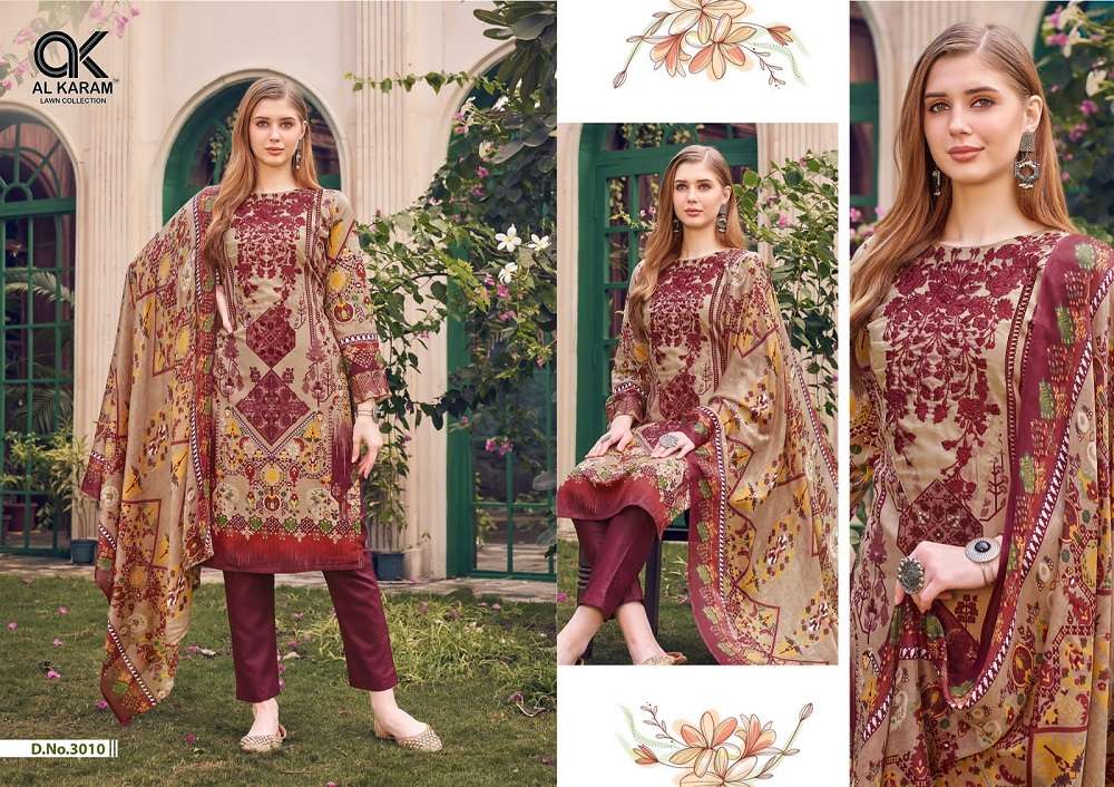 Al Karam Firdous Vol 3 Karachi Cotton Dress Materials Wholesale catalog