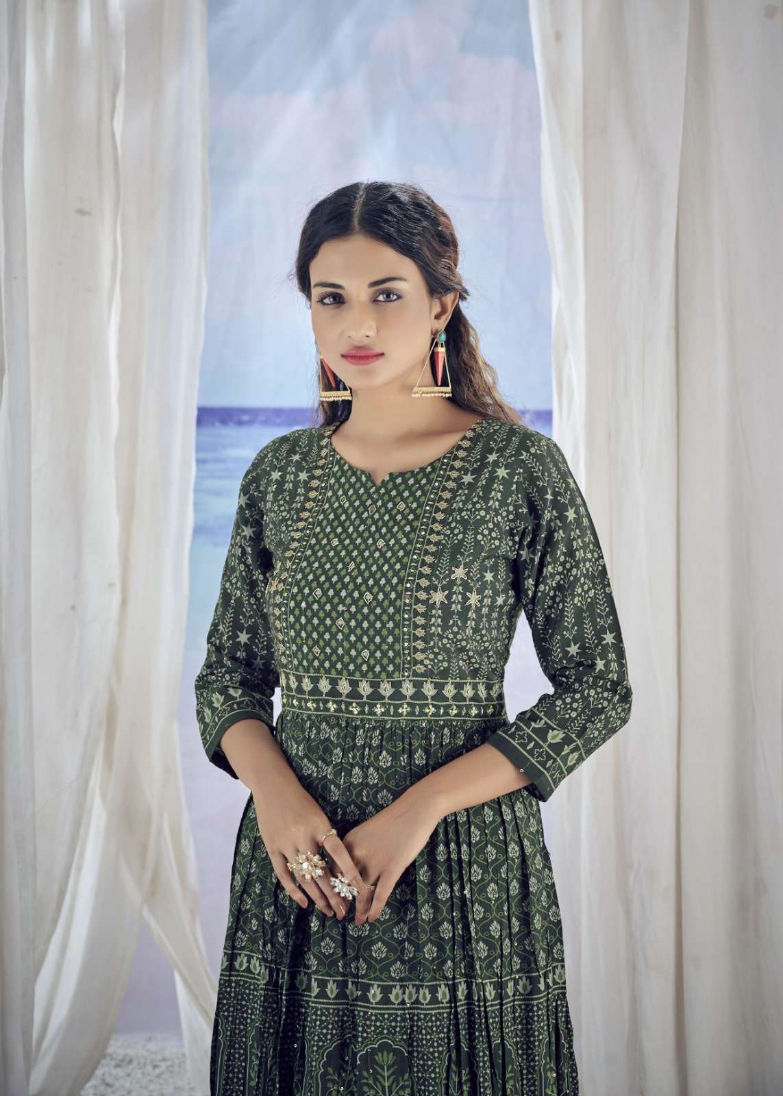 Amoha Trendz Kig Pure Viscose Muslin Long Kurti Gowns Wholesale catalog