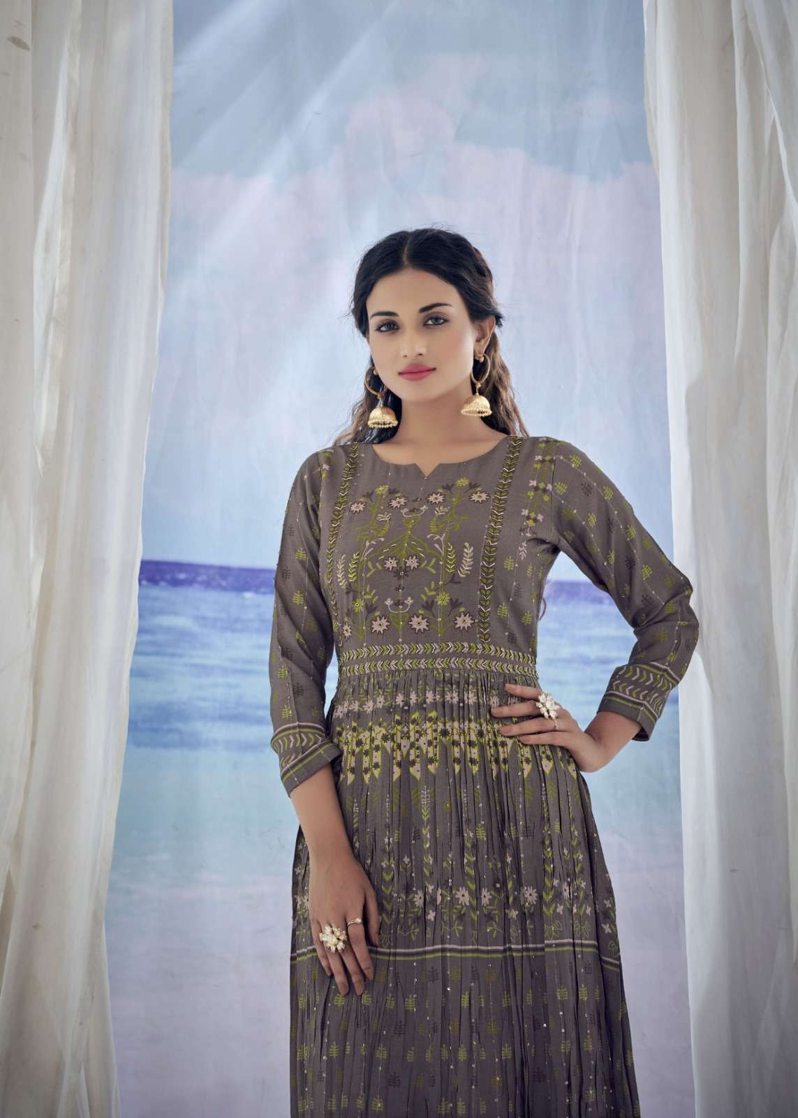 Amoha Trendz Kig Pure Viscose Muslin Long Kurti Gowns Wholesale catalog