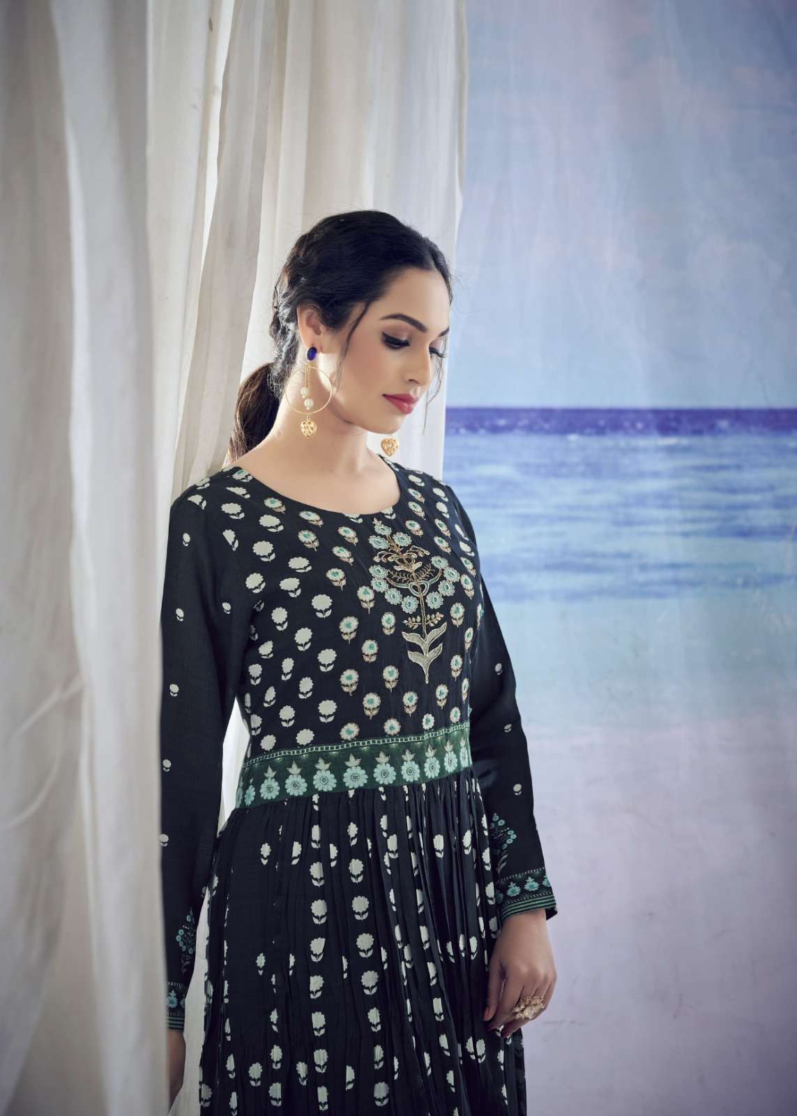 Amoha Trendz Kig Pure Viscose Muslin Long Kurti Gowns Wholesale catalog