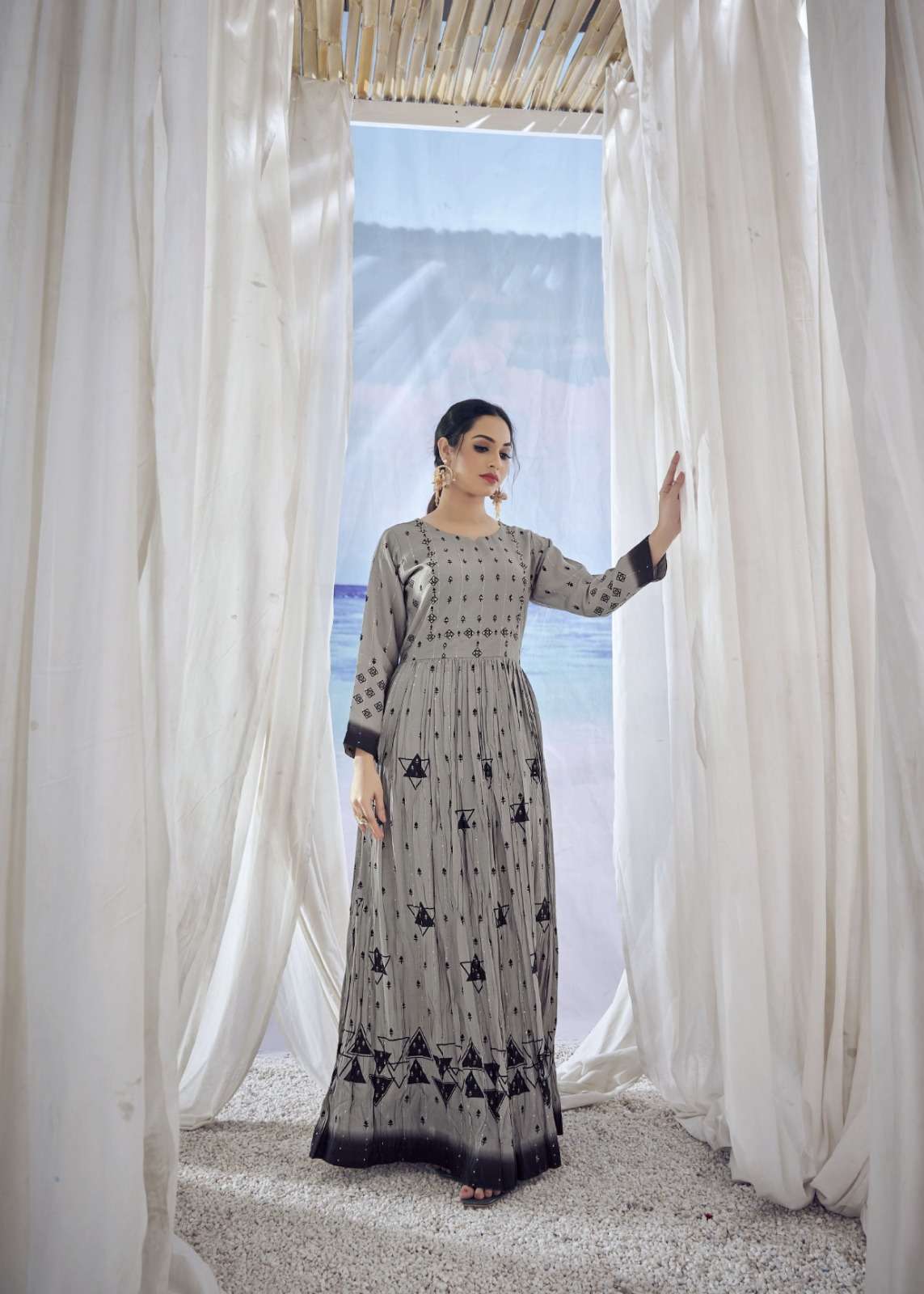Amoha Trendz Kig Pure Viscose Muslin Long Kurti Gowns Wholesale catalog
