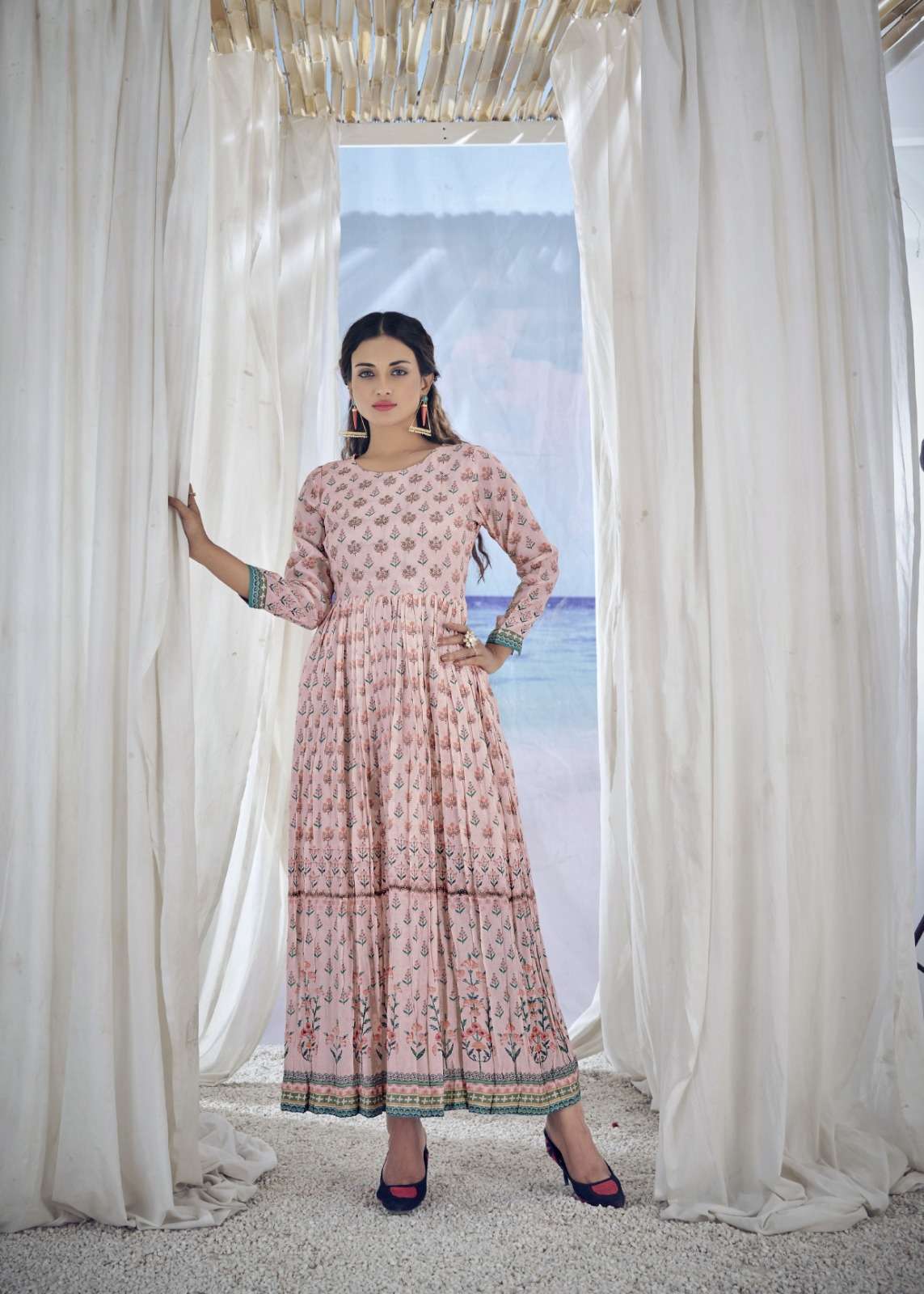 Amoha Trendz Kig Pure Viscose Muslin Long Kurti Gowns Wholesale catalog