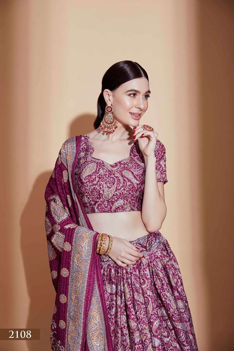 AMORA VOL – 1 PURPLE CHINON  CROCHET EMBROIDERED Lehenga Choli Wholesale catalog