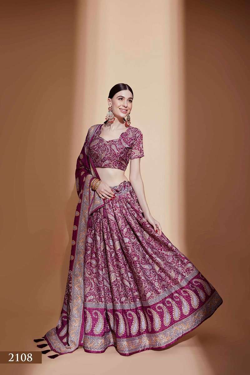 AMORA VOL – 1 PURPLE CHINON  CROCHET EMBROIDERED Lehenga Choli Wholesale catalog