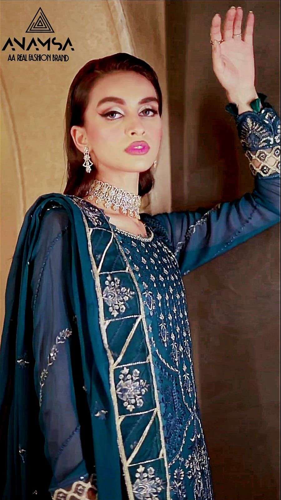 Anamsa 244 Pure Faux Georgette Pakistani Suits Wholesale catalog