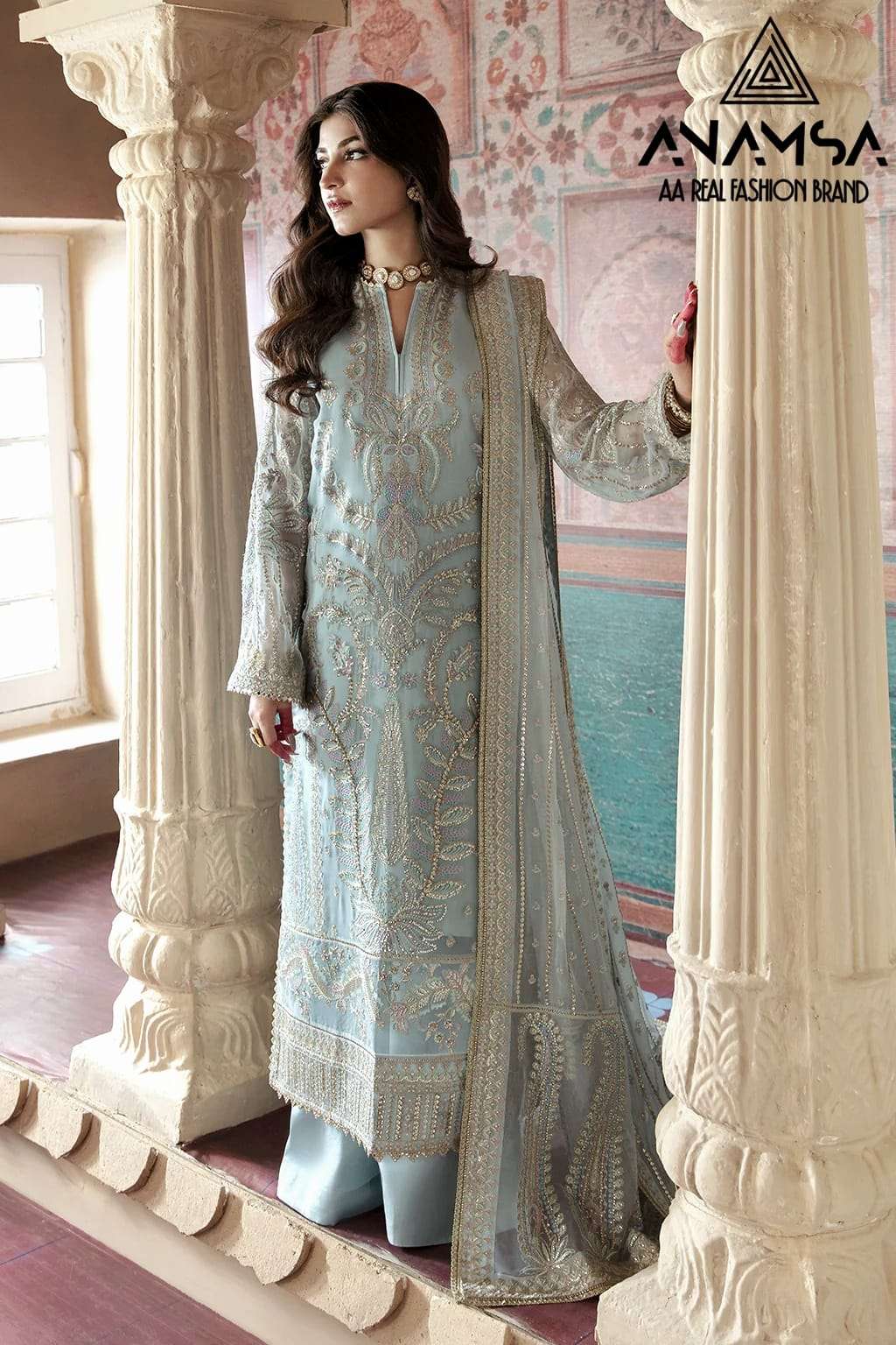 Anamsa 276 Faux Georgette Pakistani suits Wholesale catalog