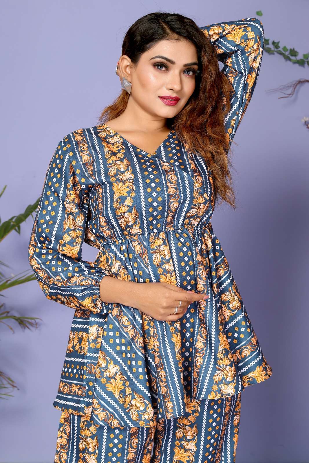 Ayesha Blue Cotton Co Ord Set Wholesale catalog