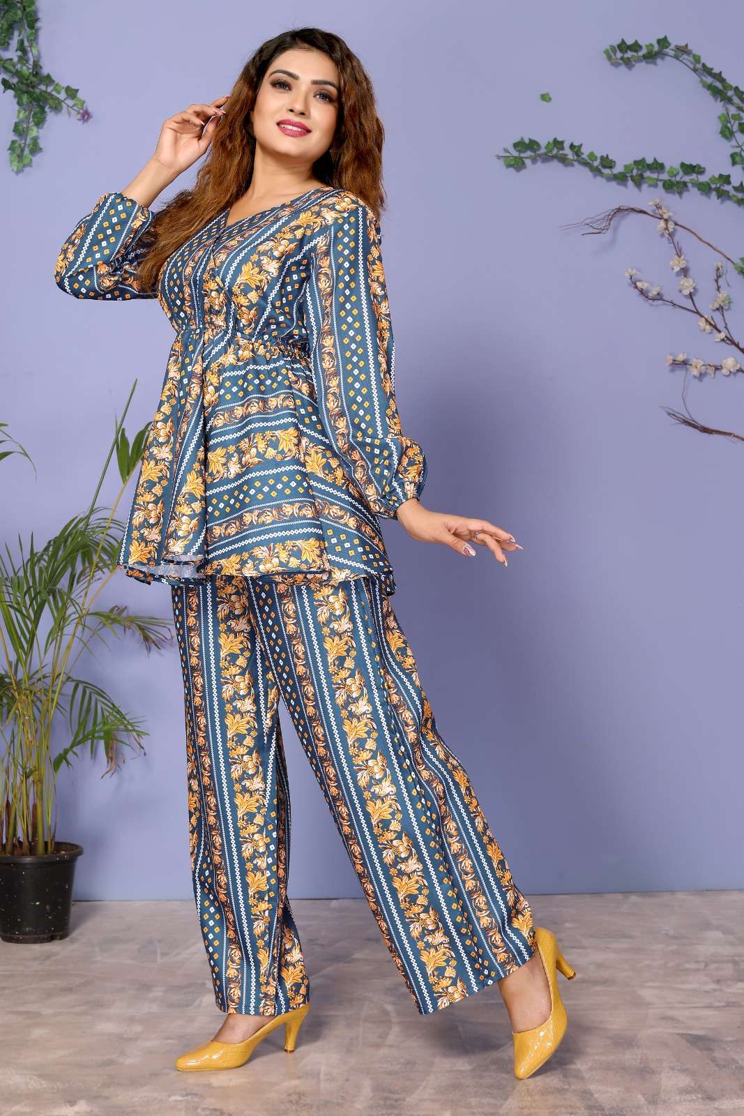 Ayesha Blue Cotton Co Ord Set Wholesale catalog