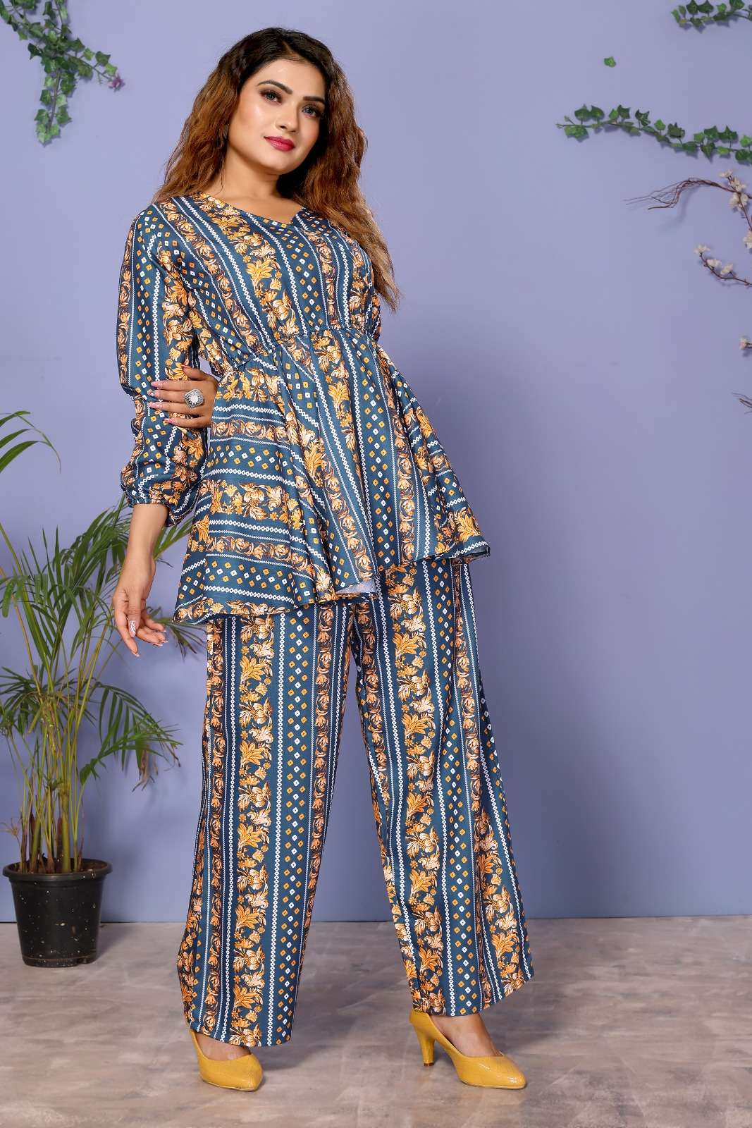Ayesha Blue Cotton Co Ord Set Wholesale catalog