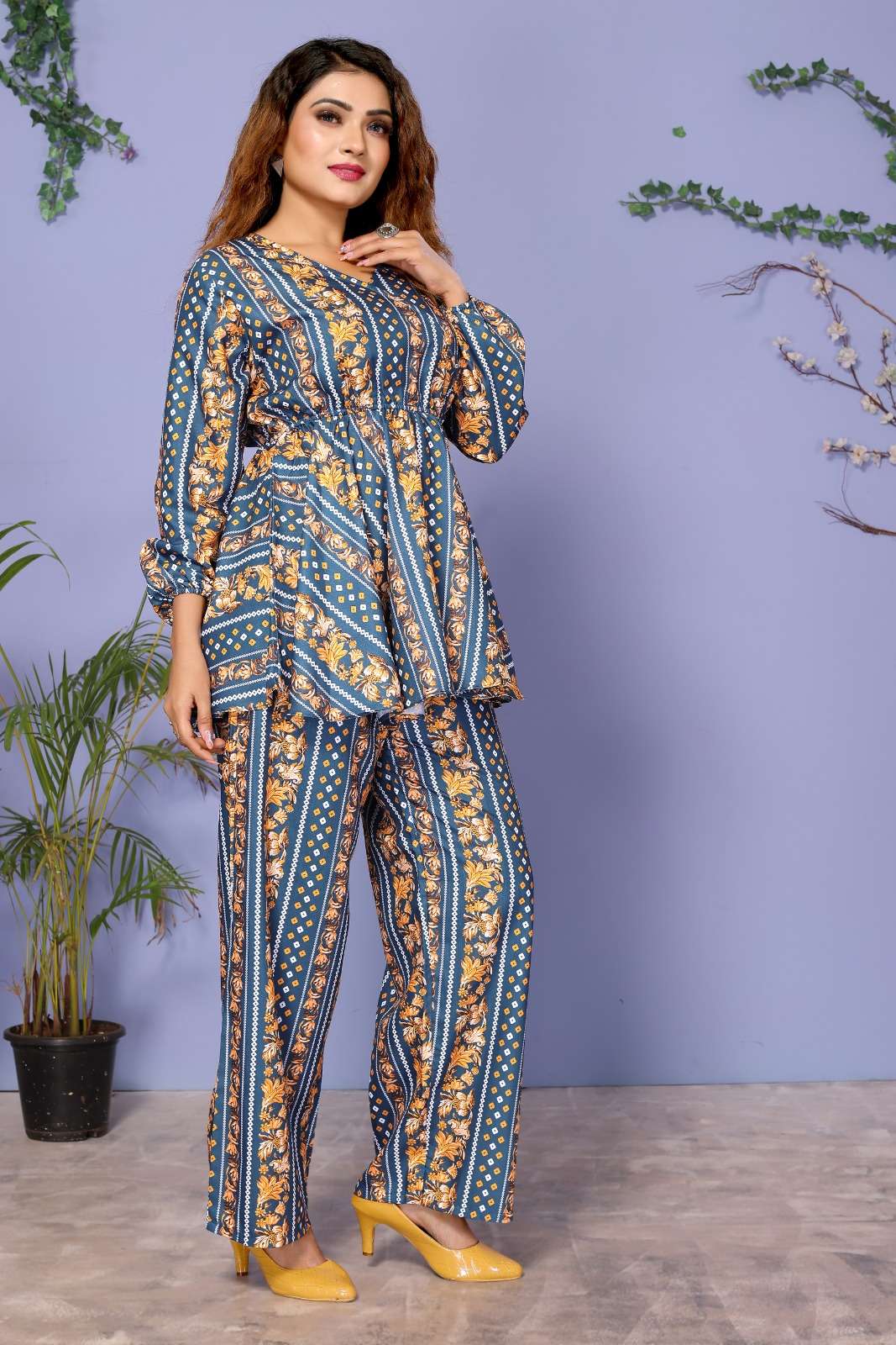 Ayesha Blue Cotton Co Ord Set Wholesale catalog