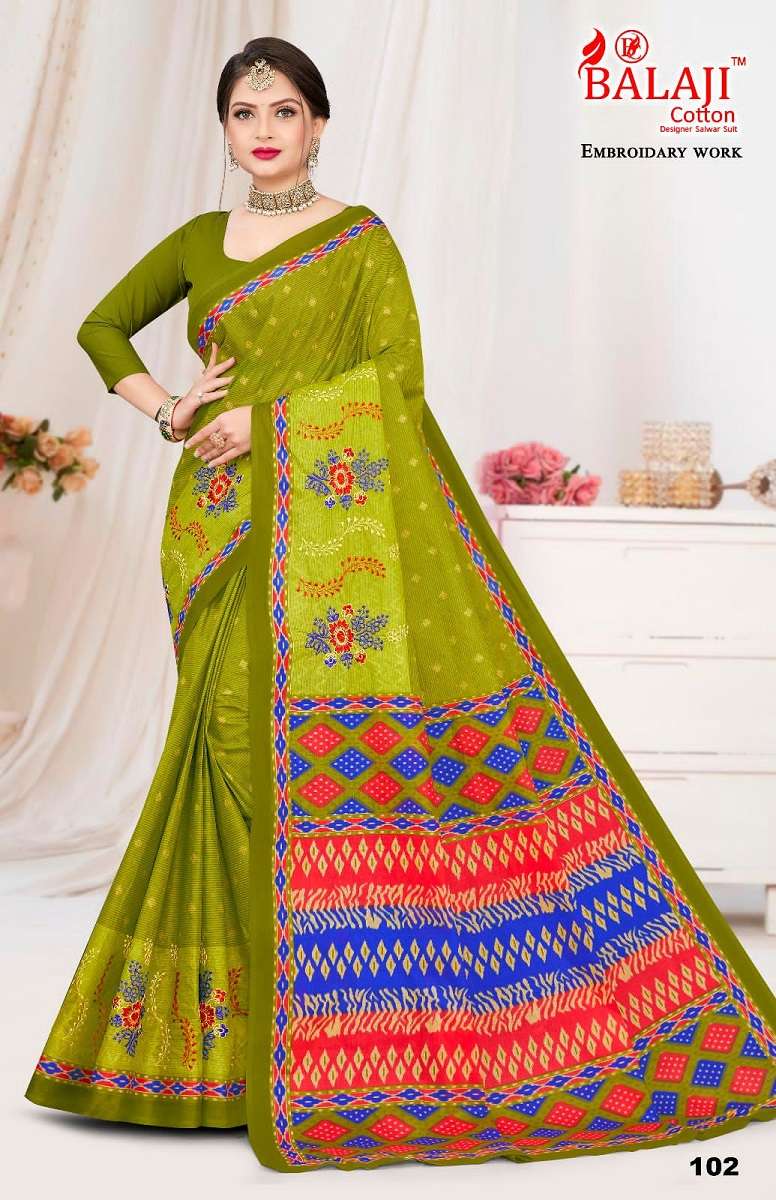 Balaji Shyam Sundari With Embroidery Work -Cotton Saree -Wholesale Catalog