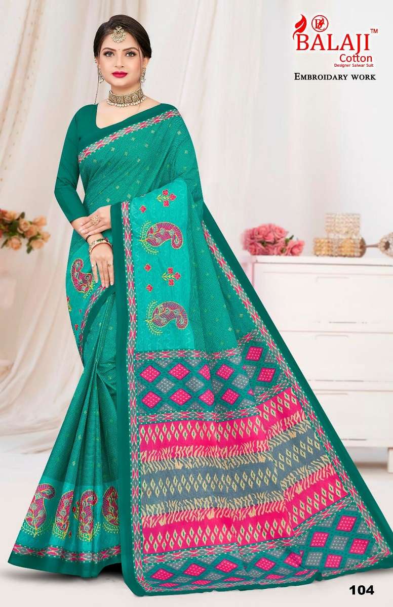Balaji Shyam Sundari With Embroidery Work -Cotton Saree -Wholesale Catalog