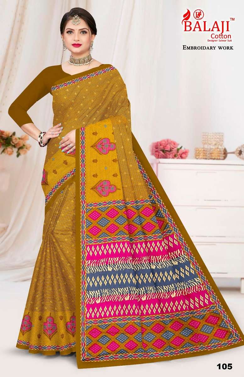 Balaji Shyam Sundari With Embroidery Work -Cotton Saree -Wholesale Catalog