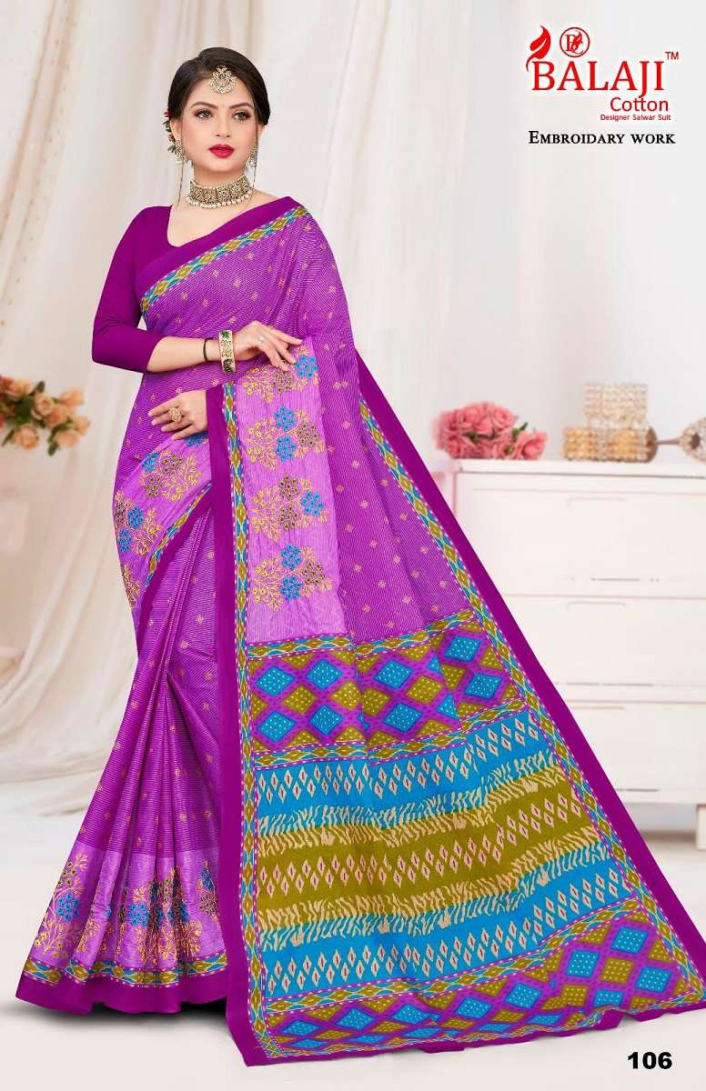 Balaji Shyam Sundari With Embroidery Work -Cotton Saree -Wholesale Catalog