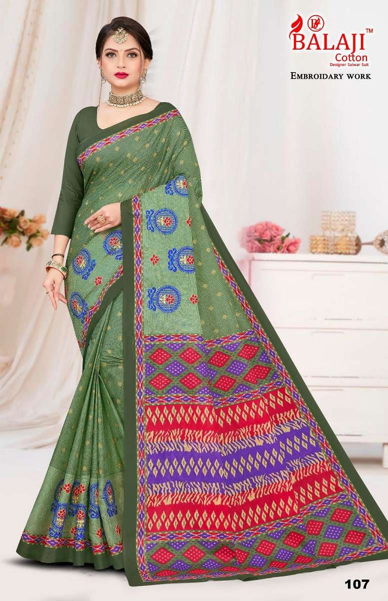 Balaji Shyam Sundari With Embroidery Work -Cotton Saree -Wholesale Catalog
