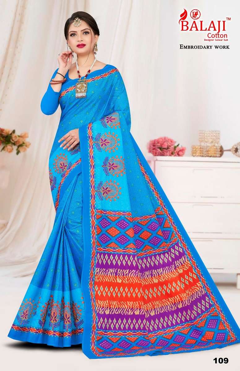 Balaji Shyam Sundari With Embroidery Work -Cotton Saree -Wholesale Catalog
