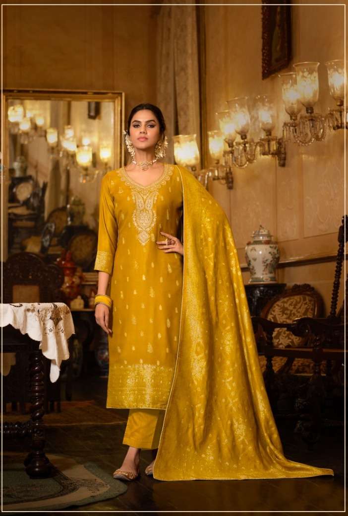 Belliza Gulbahaar Pure Viscose Woollen Pashmina Dress Material Wholesale catalog