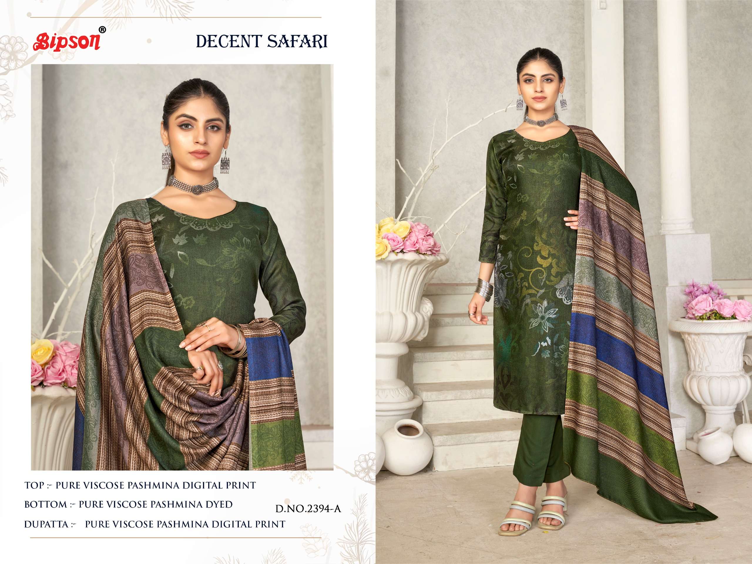 Bipson Decent Safari 2394 Viscose Digital Printed Dress Material Wholesale catalog