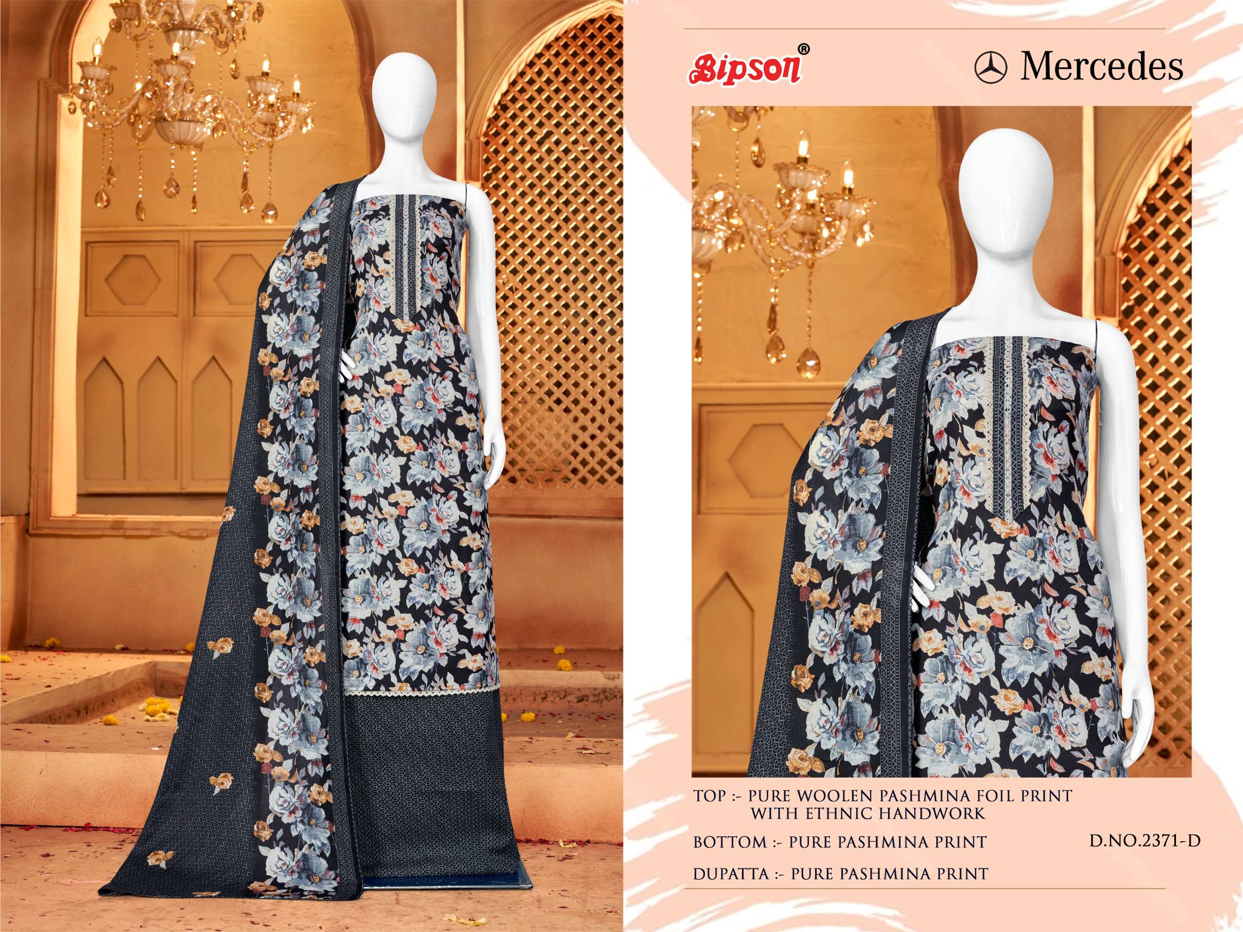 Bipson Mercedes 2371 Pure Dress Material Wholesale catalog