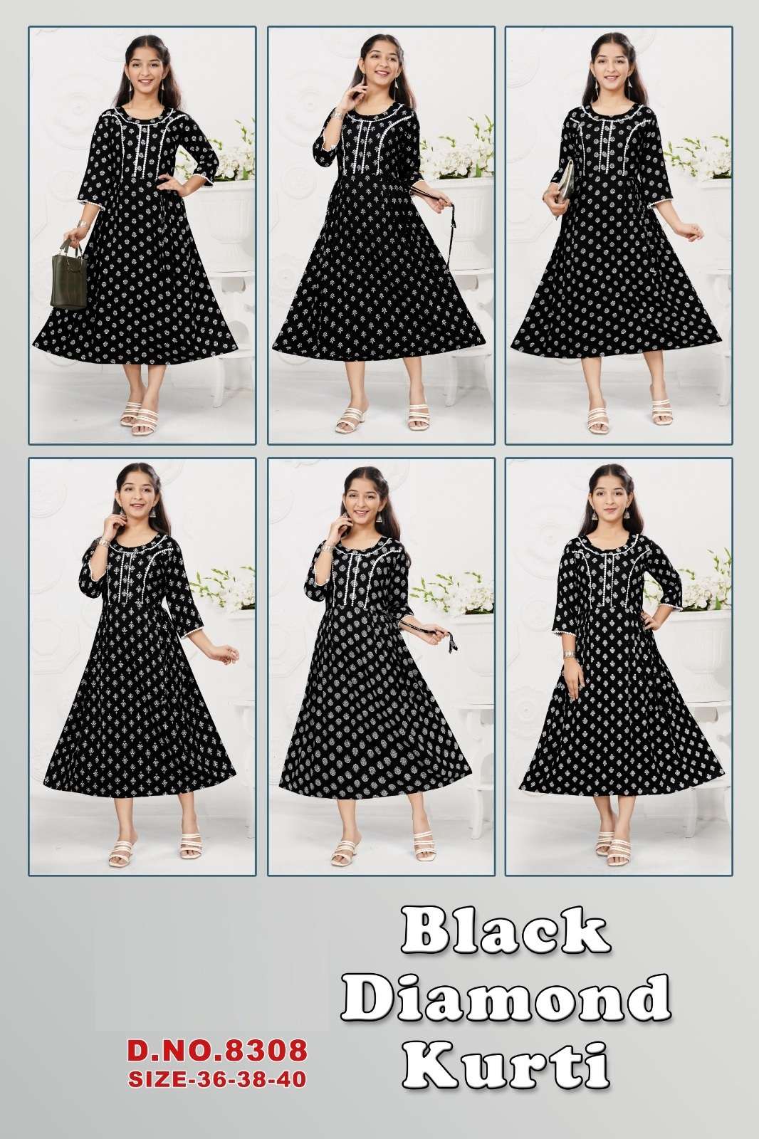 Black Diamond 8308 Rayon Printed Kurti Wholesale catalog