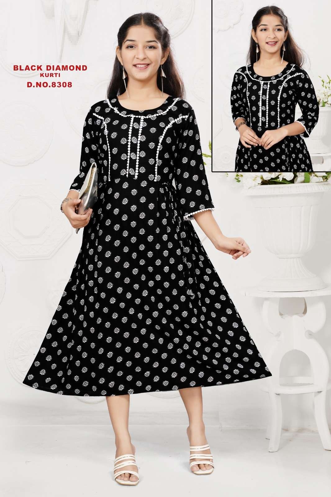 Black Diamond 8308 Rayon Printed Kurti Wholesale catalog