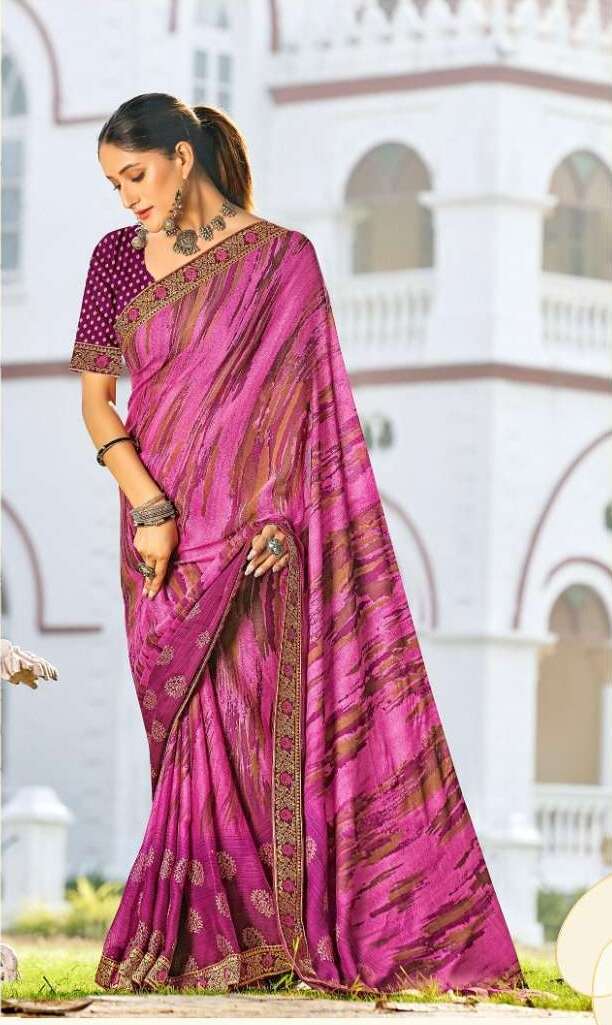 Blue Stone By Inder Silk Moss Chiffon Saree Wholesale catalog