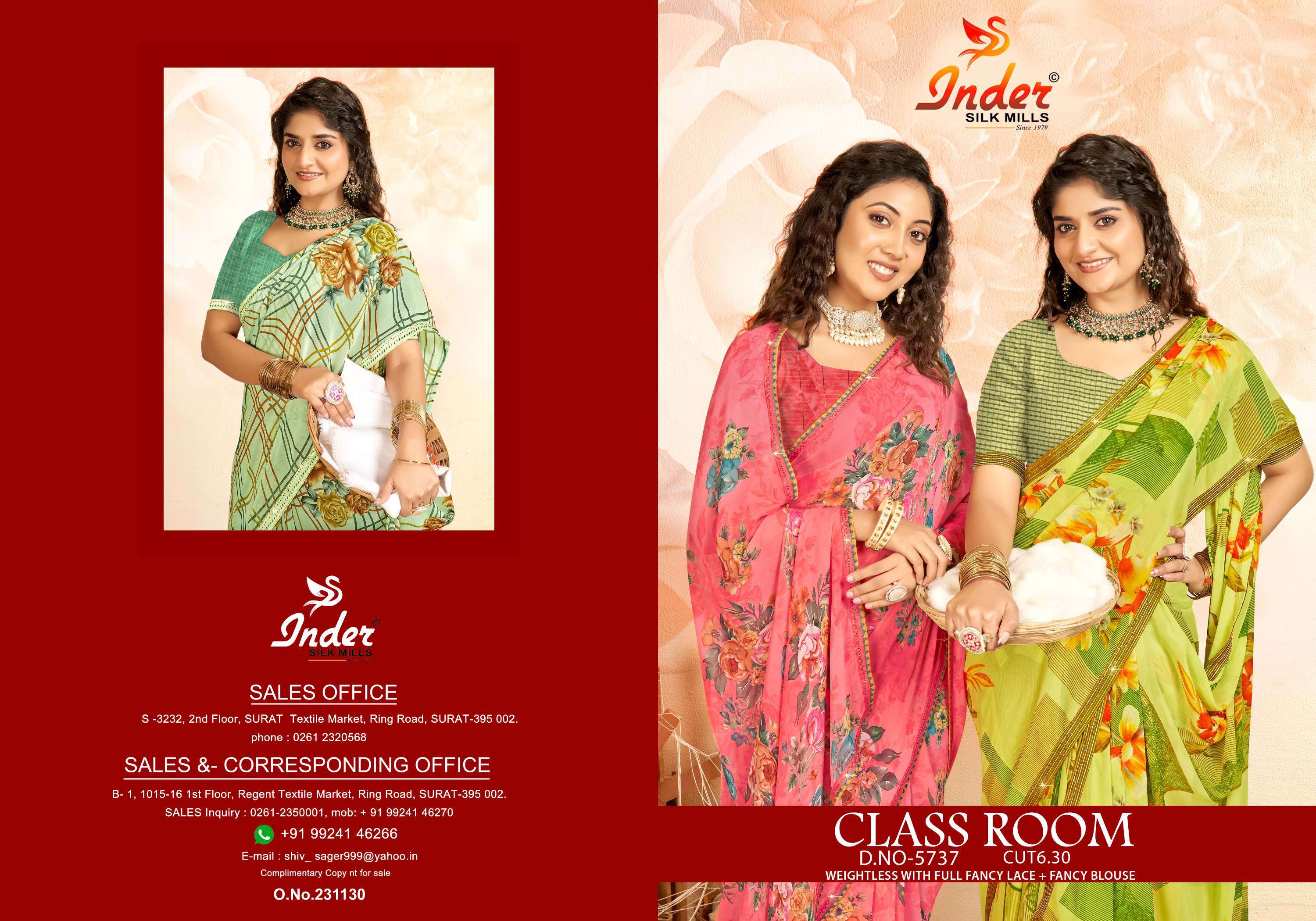 CLASS ROOM INDER SILK MILLS Saree Wholesale catalog