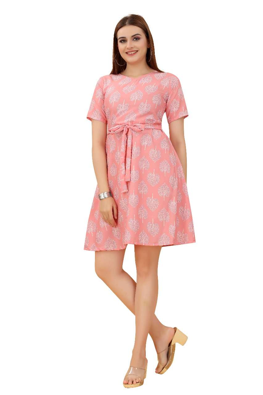 Crepe Western Regular Wear Short Frock Kurti Wholesale catalog
