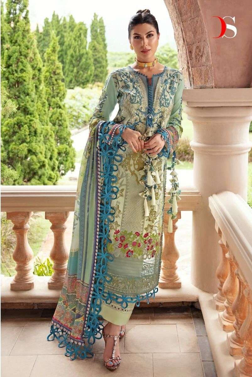 Deepsy Firdous Queens Court 5 Cotton Dupatta Pakistani Suits Wholesale catalog