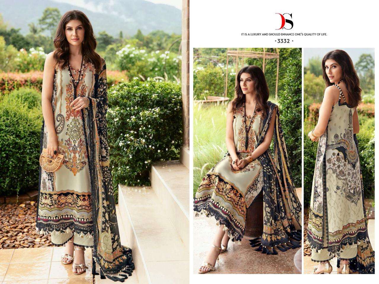 Deepsy Firdous Queens Court 5 Cotton Dupatta Pakistani Suits Wholesale catalog