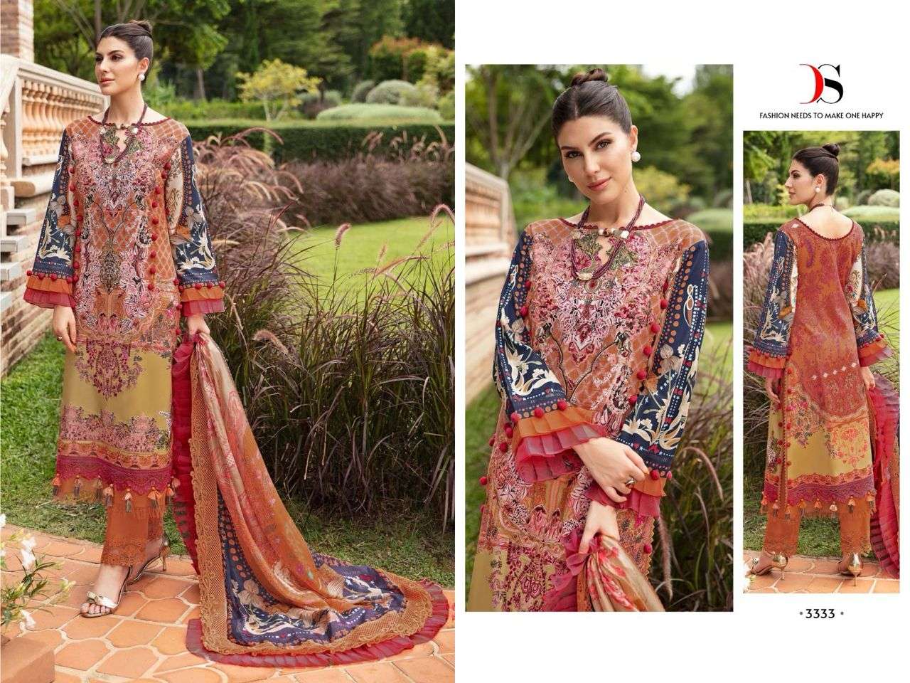 Deepsy Firdous Queens Court 5 Cotton Dupatta Pakistani Suits Wholesale catalog