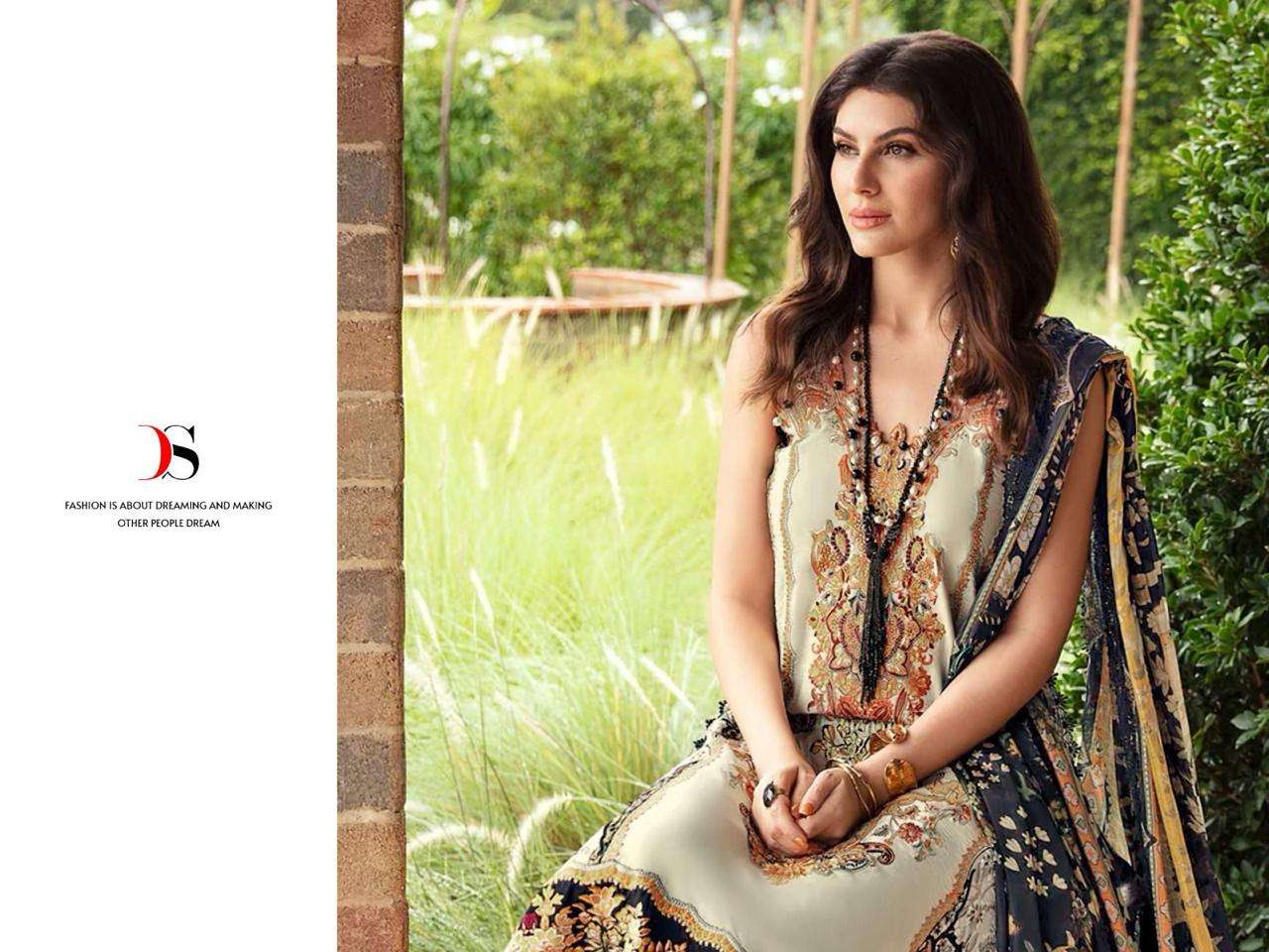 Deepsy Firdous Queens Court 5 Cotton Dupatta Pakistani Suits Wholesale catalog