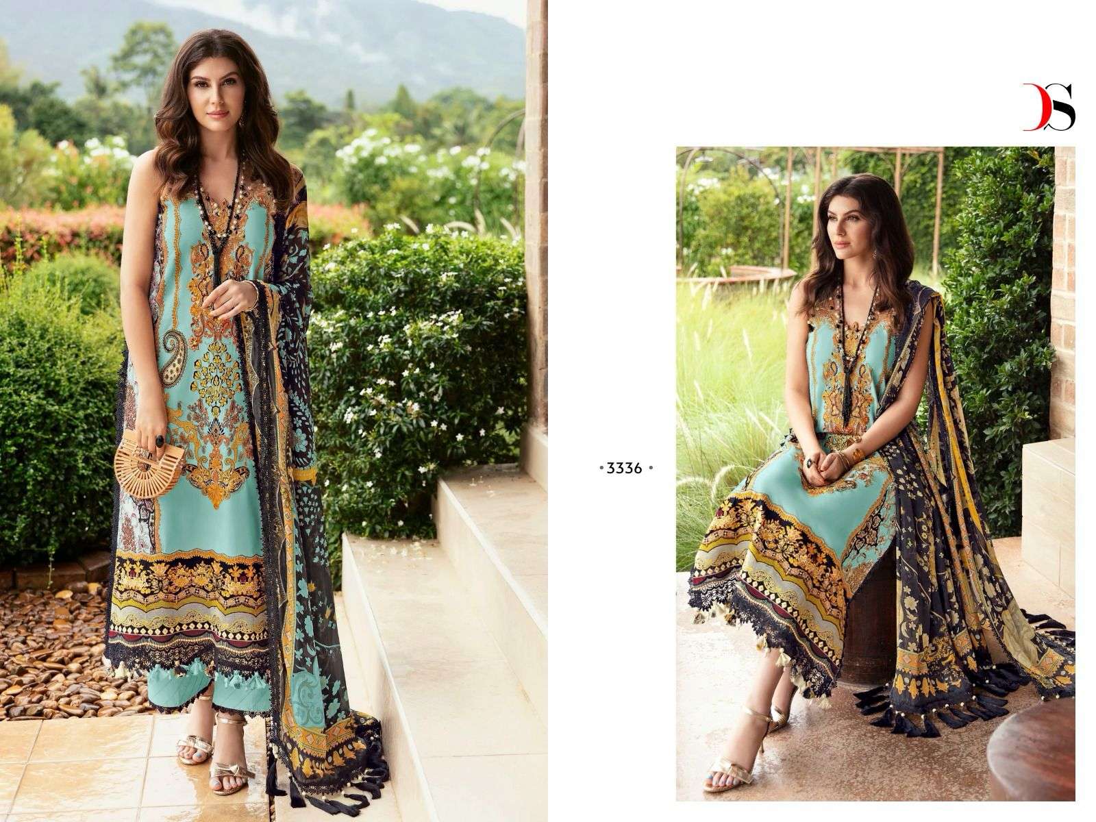 Deepsy Firdous Queens Court 5 Cotton Dupatta Pakistani Suits Wholesale catalog