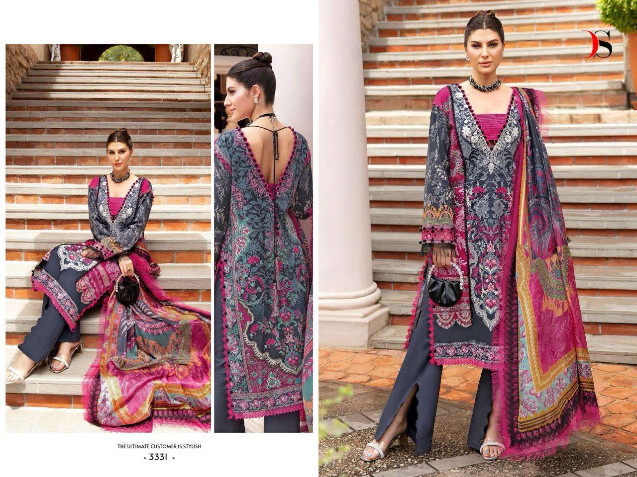 Deepsy Firdous Queens Court 5 Cotton Dupatta Pakistani Suits Wholesale catalog