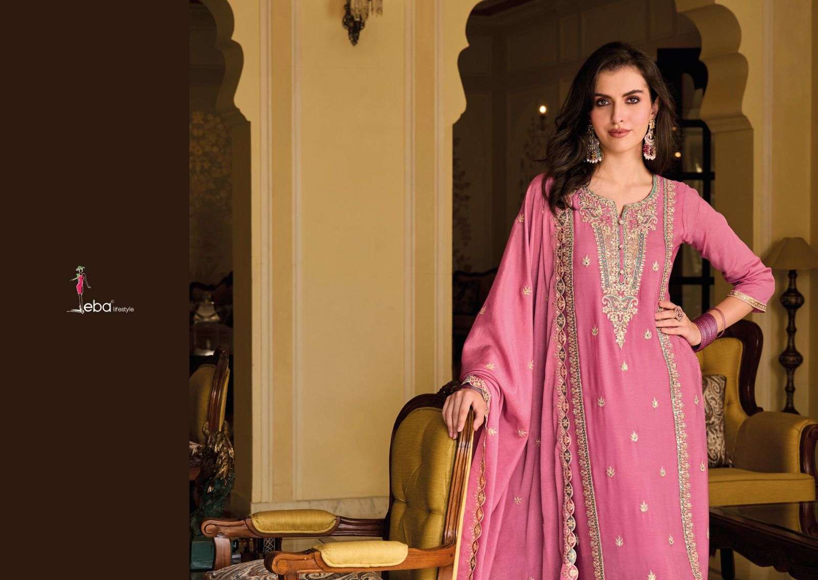 Eba Ayat Heavy Chinnon Embroidered Salwar Suit Wholesale catalog