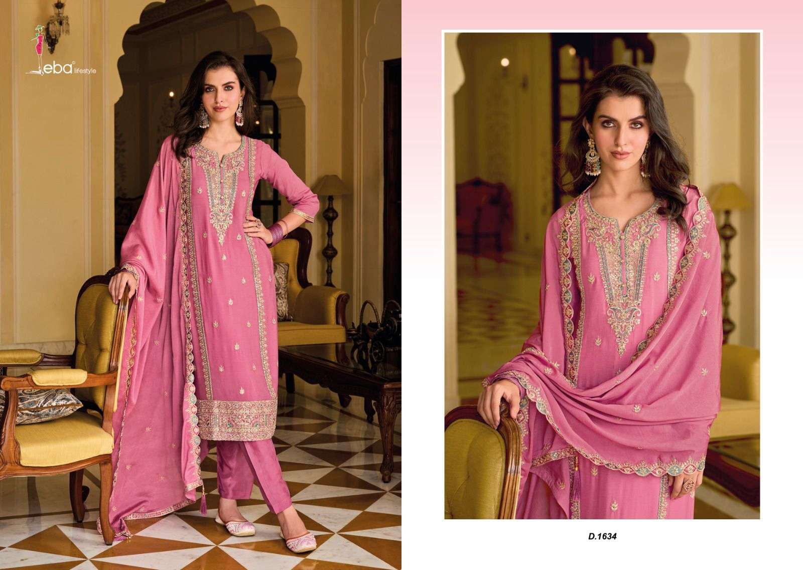 Eba Ayat Heavy Chinnon Embroidered Salwar Suit Wholesale catalog