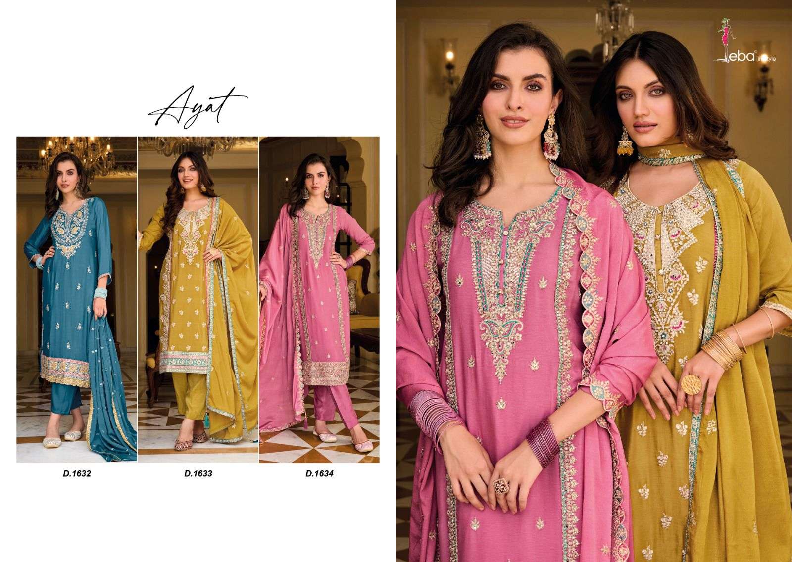 Eba Ayat Heavy Chinnon Embroidered Salwar Suit Wholesale catalog