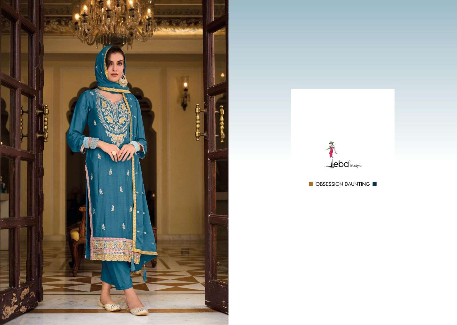 Eba Ayat Heavy Chinnon Embroidered Salwar Suit Wholesale catalog