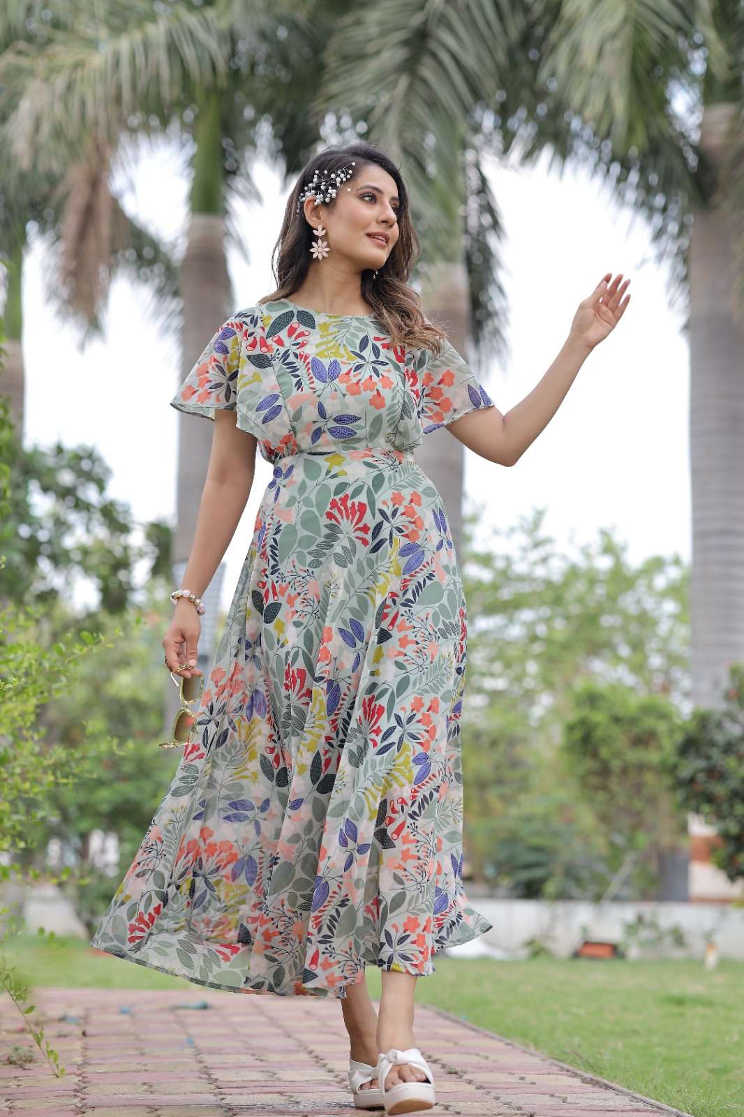 Floral Georgette Printed Maxi Kurti Wholesale catalog