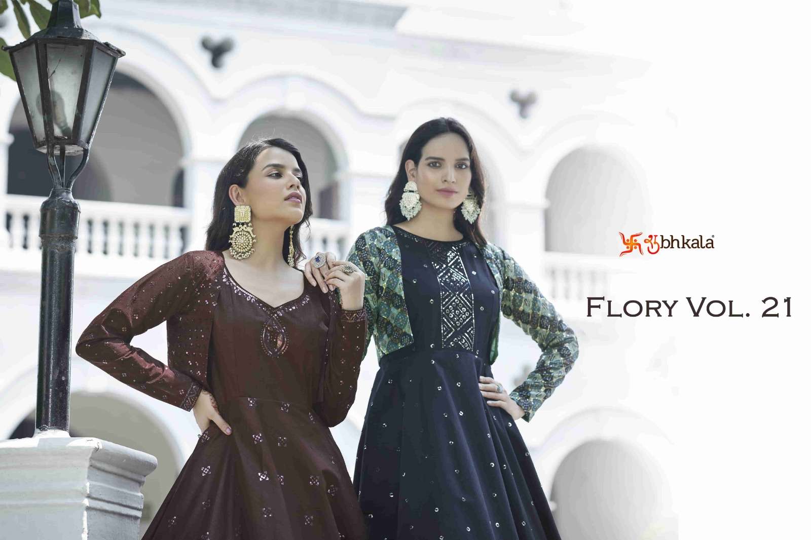 FLORY VOL. 21 Sequince Embroidered Work Anarkali Gown Kurti Wholesale catalog